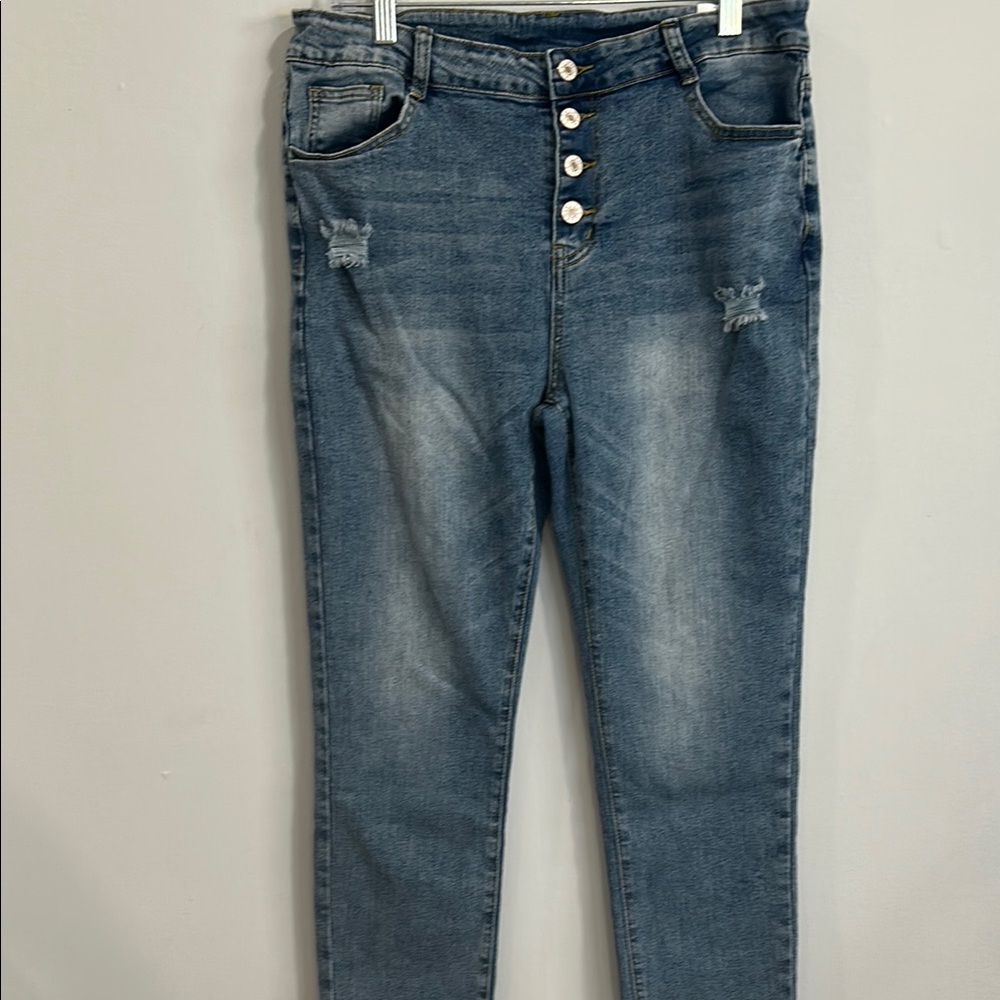 High Rise Blue Jeans with Vintage Look